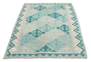 Tappeto Kilim Geometrico Azzurro Bianco 102x155 Cm