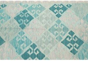 Tappeto Kilim Geometrico Azzurro Bianco 102x155 Cm