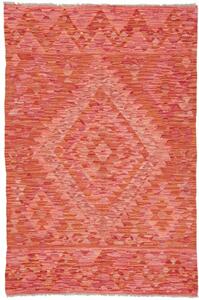 Tappeto Kilim Geometrico Rosso Corallo Arancione 99x152 Cm
