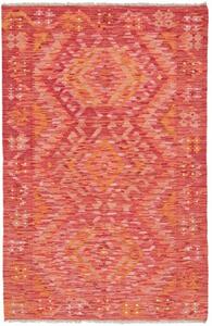 Tappeto Kilim Geometrico Rosso Arancione 98x153 Cm
