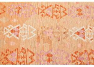 Tappeto Kilim Geometrico Arancione Bianco 102x158 Cm