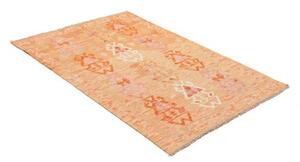 Tappeto Kilim Geometrico Arancione Bianco 102x158 Cm
