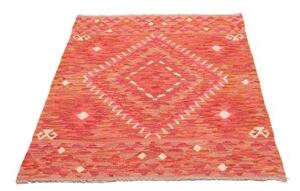 Tappeto Kilim Geometrico Rosso Corallo Arancione 98x147 Cm