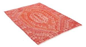 Tappeto Kilim Geometrico Rosso Corallo Avorio 105x146 Cm