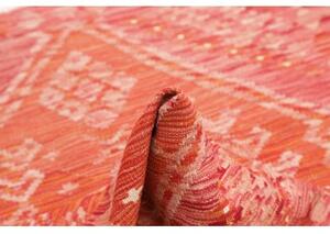 Tappeto Kilim Geometrico Rosso Corallo Avorio 105x146 Cm