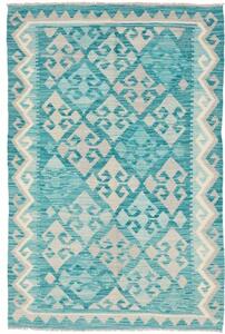 Tappeto Kilim Geometrico Turchese Beige 98x152 Cm