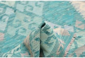 Tappeto Kilim Stilizzato Turchese Grigio Chiaro 103x151 Cm