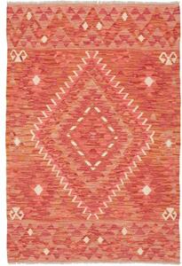 Tappeto Kilim Geometrico Rosso Corallo Arancione 98x147 Cm