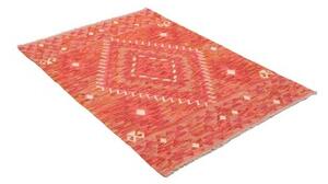 Tappeto Kilim Geometrico Rosso Corallo Arancione 98x147 Cm
