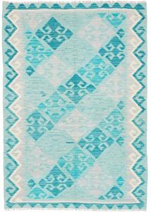 Tappeto Kilim Geometrico Turchese Azzurro 105x149 Cm