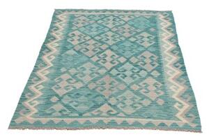 Tappeto Kilim Geometrico Turchese Beige 98x152 Cm