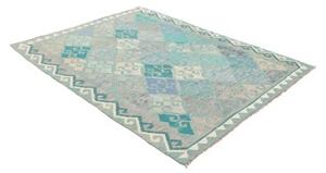 Tappeto Kilim Geometrico Turchese Azzurro 159x203 Cm