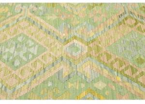 Tappeto Kilim Stilizzato Verde Chiaro Beige 145x202 Cm