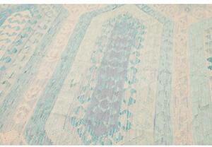 Tappeto Kilim Geometrico Celeste Avorio 243x295 Cm