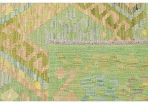 Tappeto Kilim Stilizzato Verde Chiaro Beige 145x202 Cm