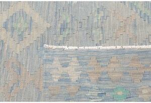 Tappeto Kilim Geometrico Celeste Beige 158x293 Cm
