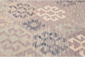 Tappeto Kilim Geometrico Grigio Tortora Blu Avio 198x298 Cm