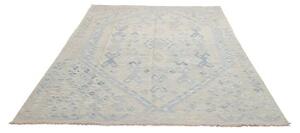 Tappeto Kilim Stilizzato Beige Azzurro 185x247 Cm