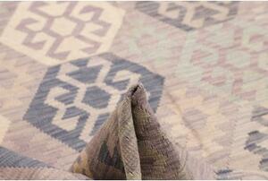 Tappeto Kilim Geometrico Grigio Tortora Blu Avio 198x298 Cm