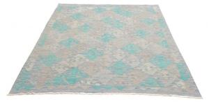 Tappeto Kilim Stilizzato Azzurro Grigio 155x197 Cm