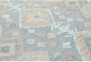 Tappeto Kilim Geometrico Azzurro Beige 245x289 Cm