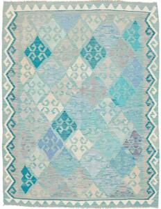 Tappeto Kilim Geometrico Turchese Azzurro 159x203 Cm