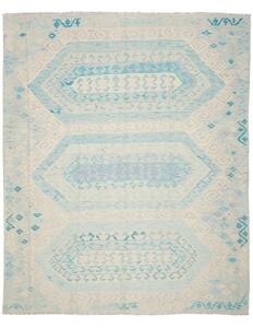 Tappeto Kilim Geometrico Celeste Avorio 243x295 Cm