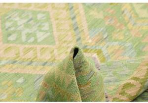Tappeto Kilim Stilizzato Verde Chiaro Beige 145x202 Cm