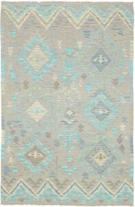 Tappeto Kilim Geometrico Grigio Azzurro 120x187 Cm