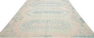 Tappeto Kilim Geometrico Celeste Avorio 243x295 Cm