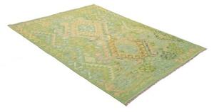 Tappeto Kilim Stilizzato Verde Chiaro Beige 145x202 Cm