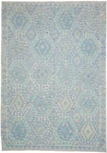 Tappeto Kilim Geometrico Celeste Blu Chiaro 204x297 Cm