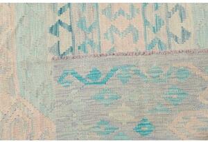 Tappeto Kilim Geometrico Celeste Avorio 243x295 Cm