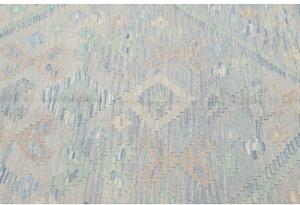 Tappeto Kilim Geometrico Celeste Beige 158x293 Cm