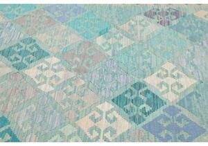 Tappeto Kilim Geometrico Turchese Azzurro 159x203 Cm