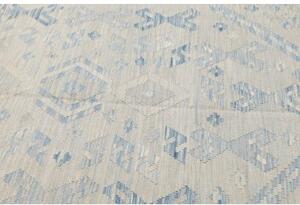 Tappeto Kilim Stilizzato Beige Azzurro 185x247 Cm