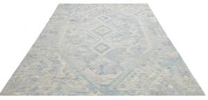 Tappeto Kilim Geometrico Azzurro Avorio 210x295 Cm