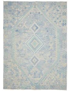 Tappeto Kilim Geometrico Azzurro Avorio 210x295 Cm