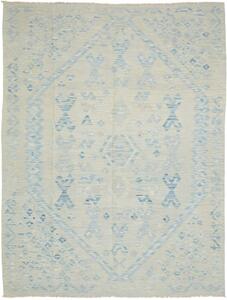 Tappeto Kilim Stilizzato Beige Azzurro 185x247 Cm