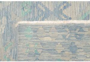 Tappeto Kilim Geometrico Azzurro Avorio 210x295 Cm