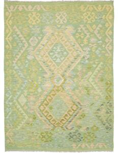 Tappeto Kilim Stilizzato Verde Chiaro Beige 145x202 Cm
