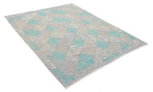 Tappeto Kilim Stilizzato Azzurro Grigio 155x197 Cm