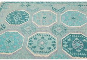 Tappeto Kilim Stilizzato Turchese Azzurro 155x209 Cm
