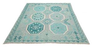 Tappeto Kilim Stilizzato Turchese Azzurro 155x209 Cm
