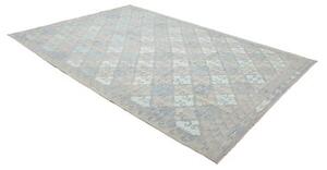Tappeto Kilim Stilizzato Azzurro Tortora 204x295 Cm