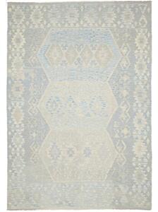Tappeto Kilim Geometrico Azzurro Beige 206x297 Cm
