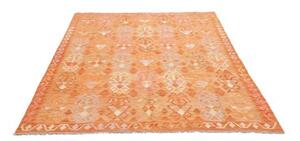 Tappeto Kilim Geometrico Arancione Beige 158x196 Cm