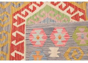 Tappeto Kilim Stilizzato Grigio Rosso 126x185 Cm
