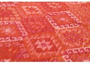 Tappeto Kilim Geometrico Rosso Mattone Rosa Cipria 203x306 Cm