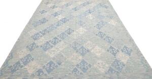 Tappeto Kilim Stilizzato Azzurro Avorio 207x302 Cm